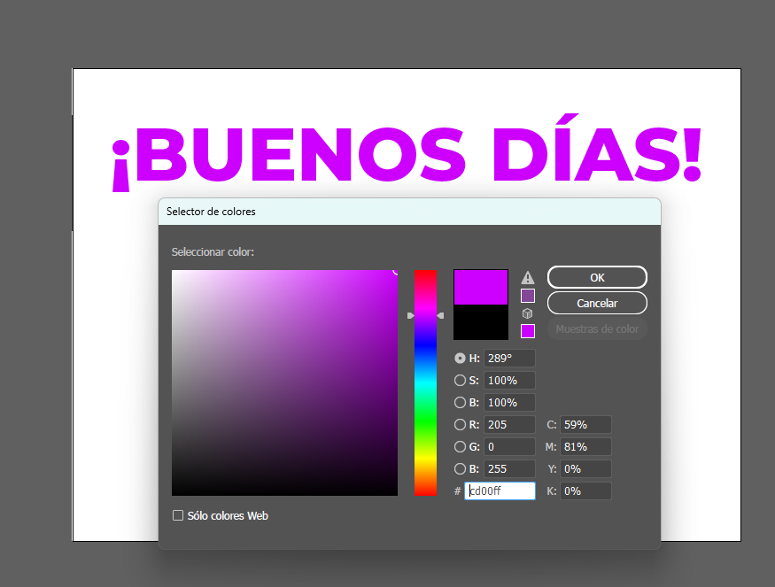 Color diseñado en RGB donde pone la limitación el programa ADOBE