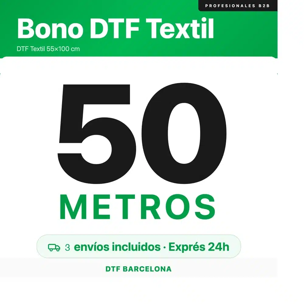 Bono DTF Textil 50 metros - impresión DTF 55x100 cm